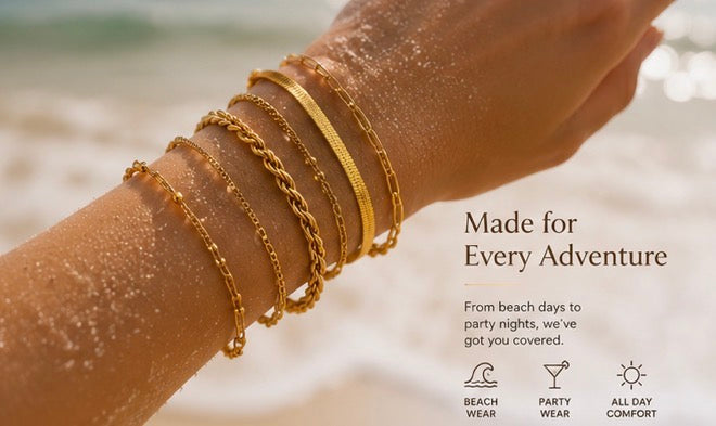 6-Piece Gold Bracelet Stack – Elegant Layered Chain Set