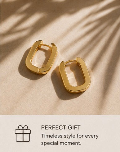 Nova SA U-Shaped Gold Rectangle Earrings
