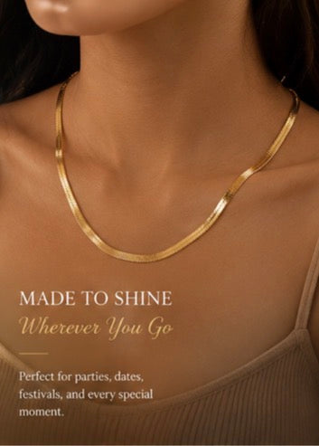 18K Gold-Plated Wave Necklace – Minimalist Statement Chain