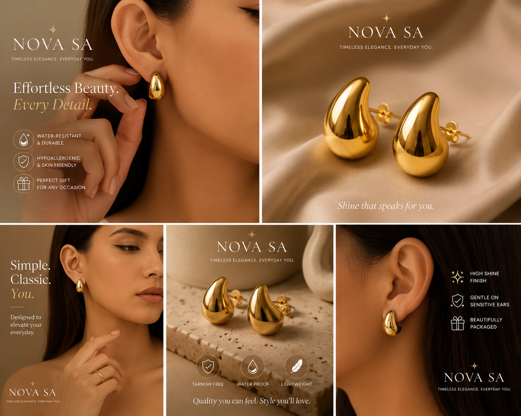 Nova SA Teardrop Gold Earrings