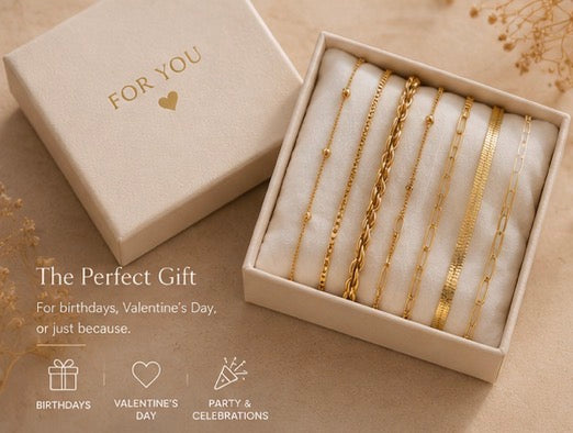 6-Piece Gold Bracelet Stack – Elegant Layered Chain Set