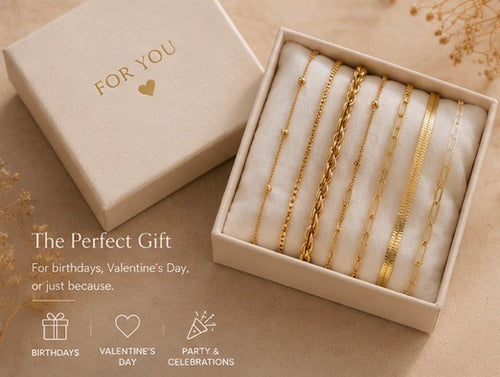 6-Piece Gold Bracelet Stack – Elegant Layered Chain Set