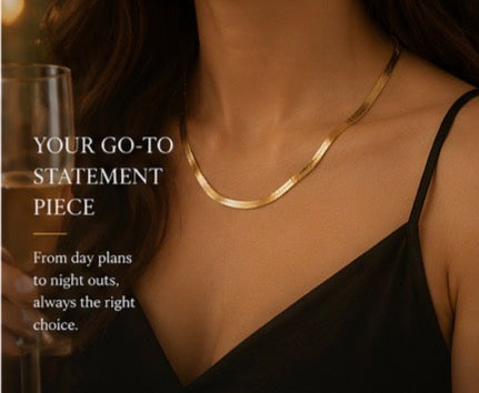 18K Gold-Plated Wave Necklace – Minimalist Statement Chain