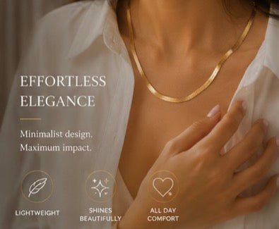 18K Gold-Plated Wave Necklace – Minimalist Statement Chain